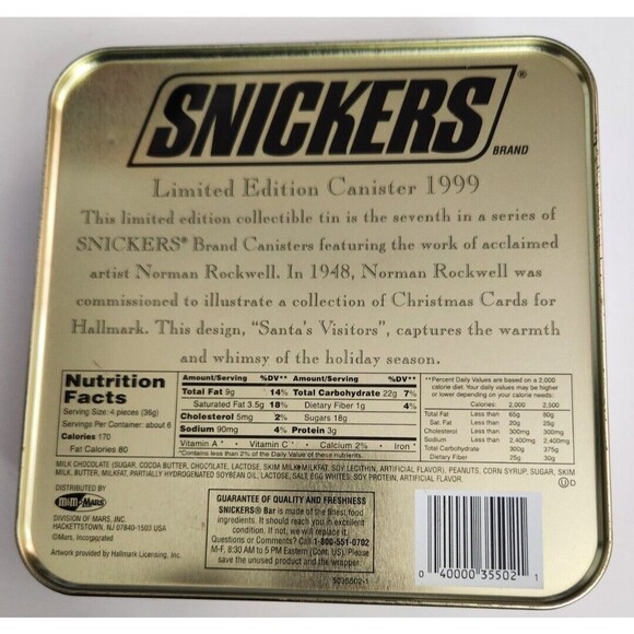 1999 Limited Edition Norman Rockwell 1947 Santa’s Visit Snickers Christmas Tin - Picture 4 of 4